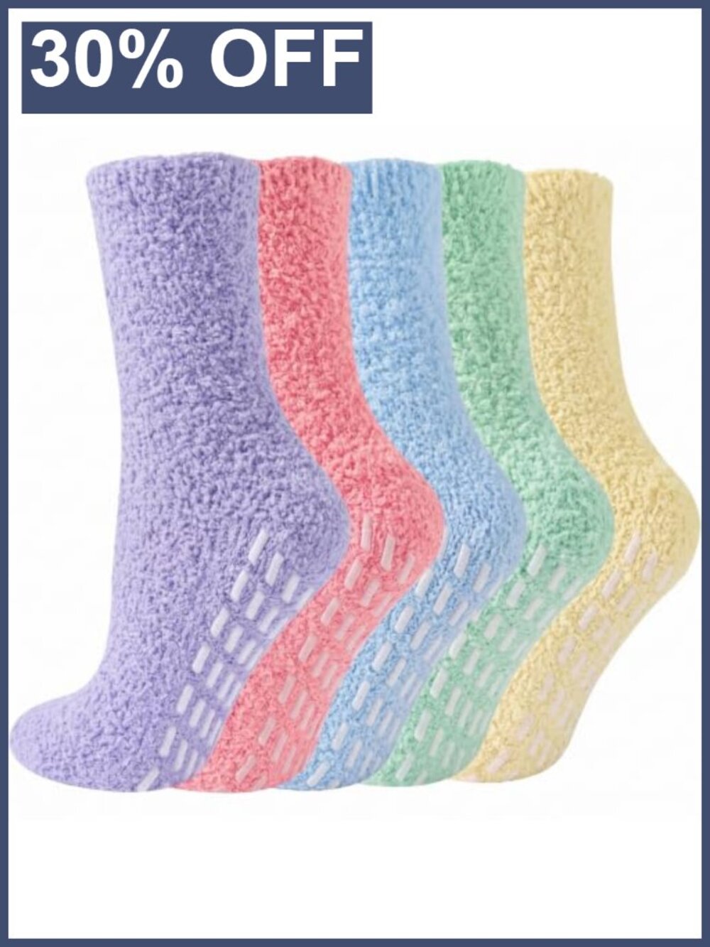 Fuzzy Slipper Socks with Grips for Women Cozy Non-Slip Winter Socks